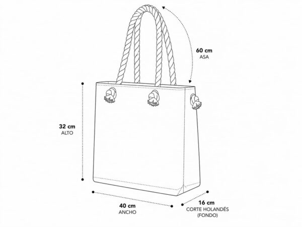 esquema bolsa de loneta cruda con cordón 40 x 40 cm esquema bolsa de loneta cruda con cordón