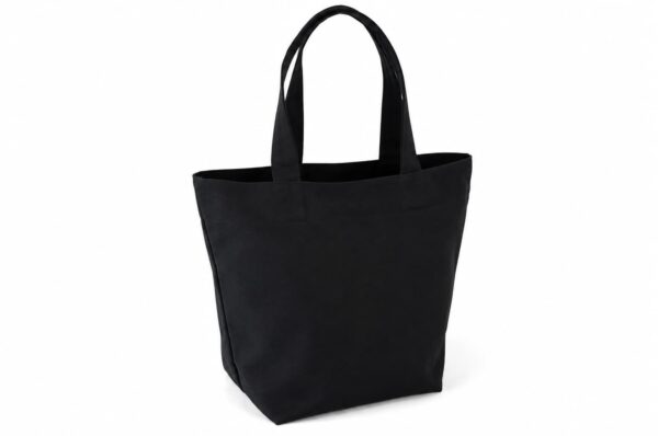 Bolsa de loneta negra con broche y forro