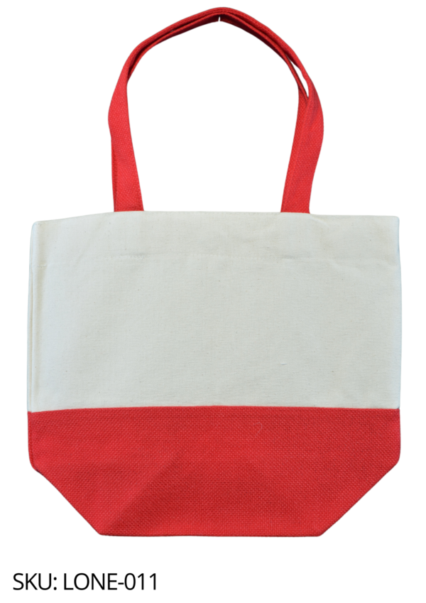 Bolsa de loneta con yute rojo