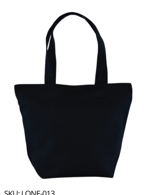 Bolsa de loneta negra con broche y forro