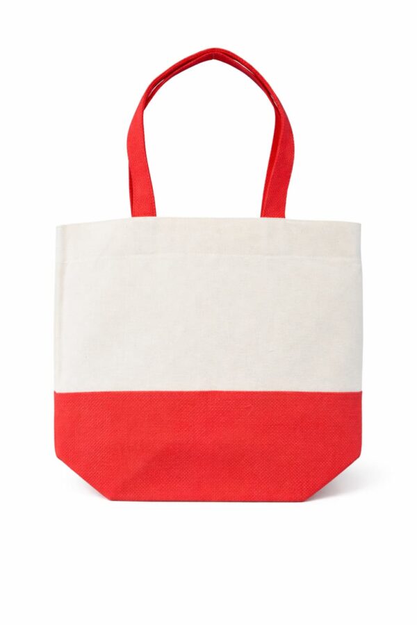 bolsa de loneta con yute rojo 40 x 40 cm Bolsa de loneta con yute rojo