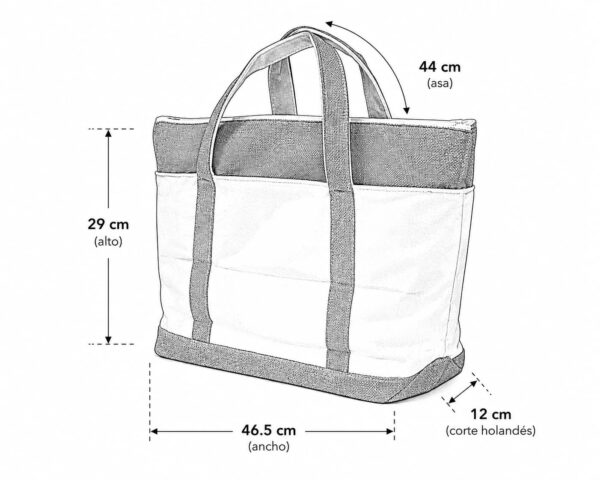 esquema bolsa de loneta cruda con yute y cierre