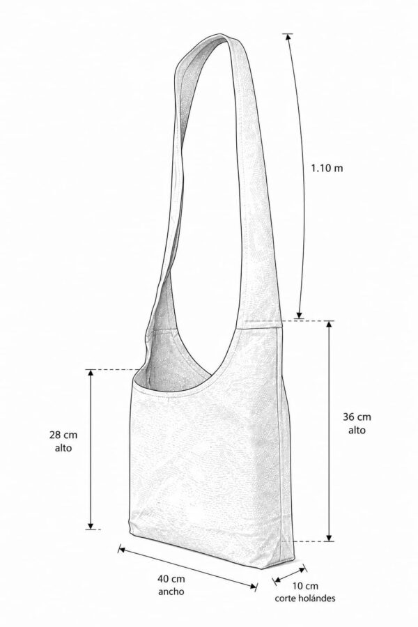 esquema bolsa de loneta cruda asa larga esquema bolsa de loneta con asa larga corte holandés