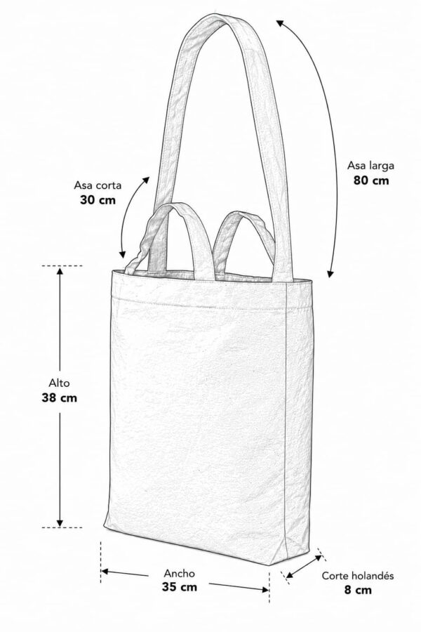 esquema bolsa de loneta cruda de asa larga y corta