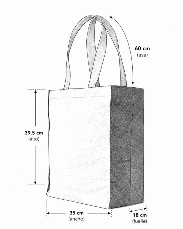esquema bolsa de loneta cruda con laterales en loneta negra