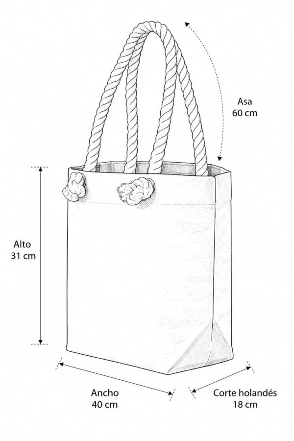 esquema bolsa de loneta negra con cordón esquema bolsa de loneta negra con cordón