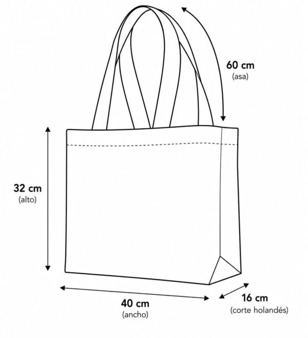 esquema bolsa de gabardina negra corte holandés 40 x 40 cm