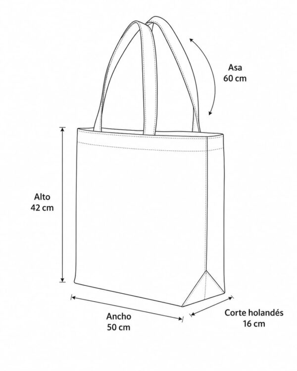 esquema bolsa de loneta corte holandés crudo 50 x 50 cm