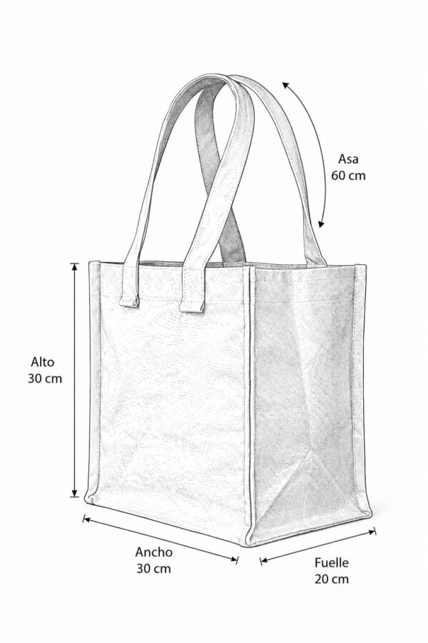 esquema bolsa de loneta cruda 30 x 30 x 20 cm