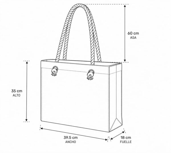 esquema bolsa de manta con cordón Esquema bolsa de manta cruda con broche, forro y cordón