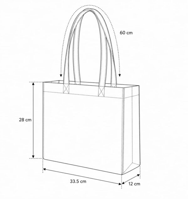 esquema bolsa de manta mediana con fuelle 33.5 x 28 x 12 cm